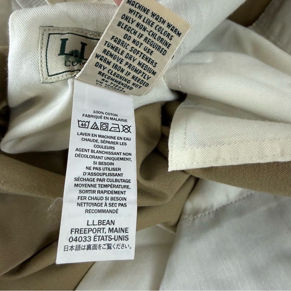 LL Bean Wrinkle Free Double L Pants Mens 42x32 Dark Khaki Tan 245698 NWT - Picture 7 of 11
